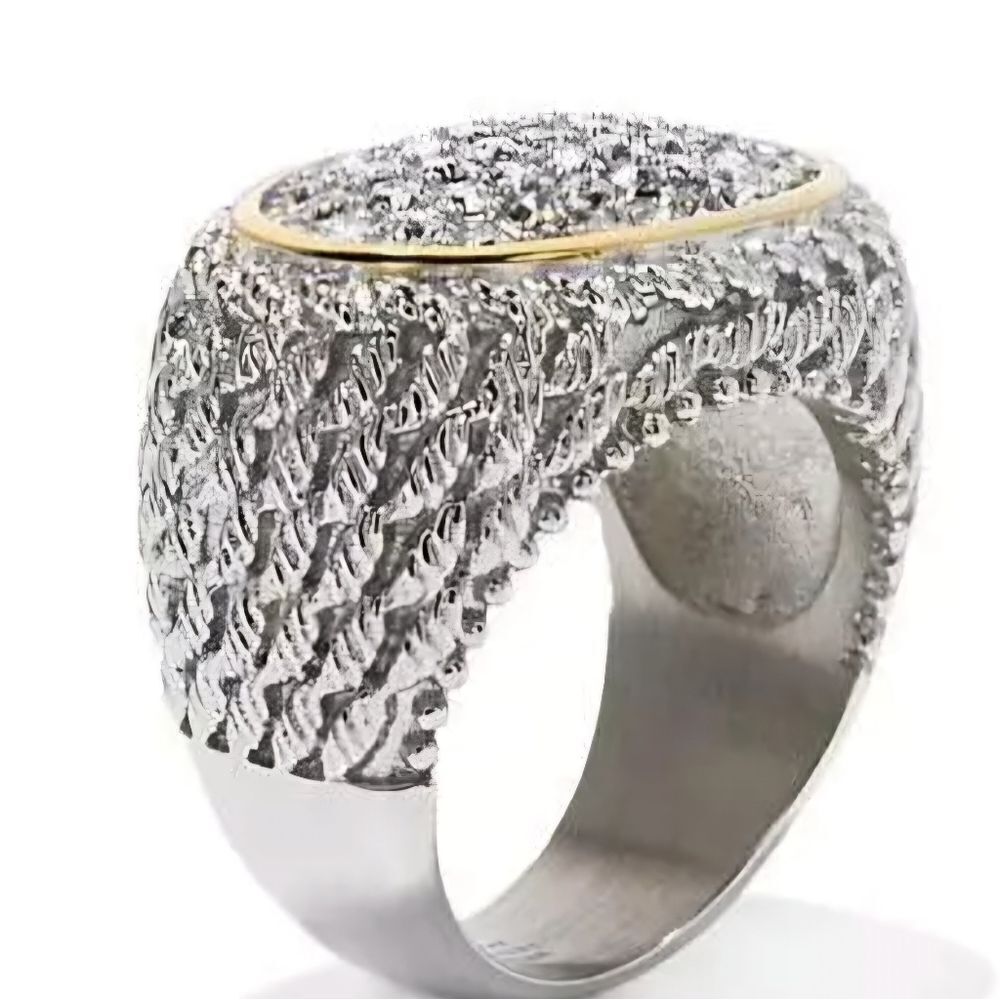 Emma Skye Oval Crystal Stainless Steel Size 7 NWOT